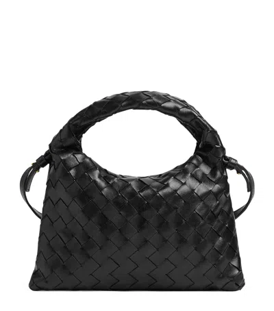 Bottega Veneta Small Leather Hop Cross-body Bag In 1139 Black-m Brass-b