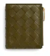 Bottega Veneta Small Leather Intrecciato Bifold Wallet In Green