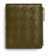 Bottega Veneta Small Leather Intrecciato Bifold Wallet In Green