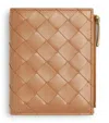 Bottega Veneta Small Leather Intrecciato Bifold Wallet In Brown