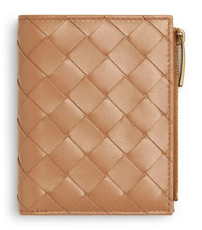 Bottega Veneta Small Leather Intrecciato Bifold Wallet In Neutral
