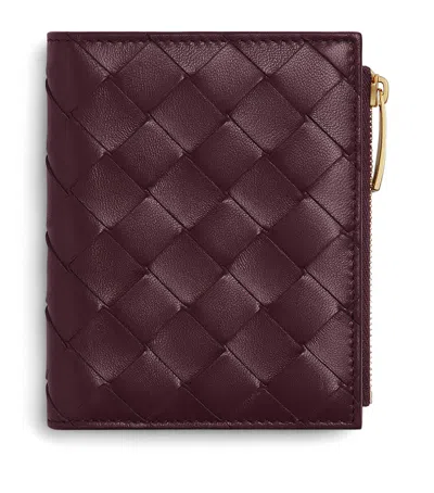 Bottega Veneta Small Leather Intrecciato Bifold Wallet In Red