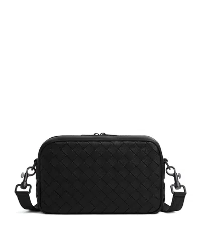 Bottega Veneta Small Leather Intrecciato Camera Bag In Black