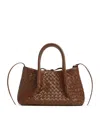 Bottega Veneta Small Leather Intrecciato Pinacoteca Top Handle Bag In Gray