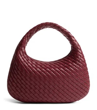 Bottega Veneta Small Leather Intrecciato Veneta Shoulder Bag In Red