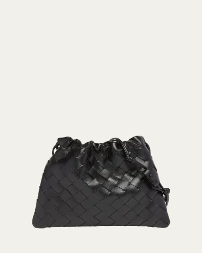 Bottega Veneta Small Leather Pouch Crossbody Bag In Black