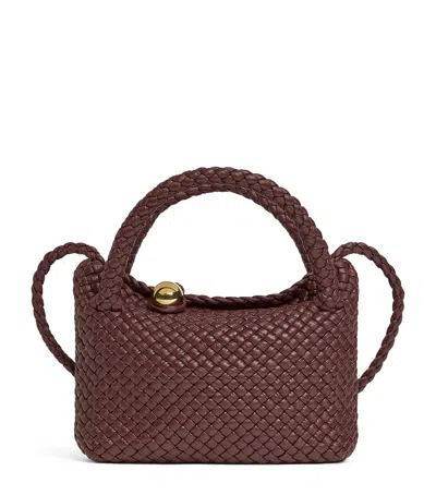Bottega Veneta Double Handle Shoulder Bag In Madder Brown