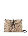 Bottega Veneta Small Liberta Double Flap Python Crossbody Bag In Rock Bone/fondant