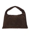 Bottega Veneta Hop Intrecciato Leather Shoulder Bag In Black