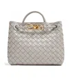 Bottega Veneta Andiamo Intrecciato Small Leather Tote Bag In Nude