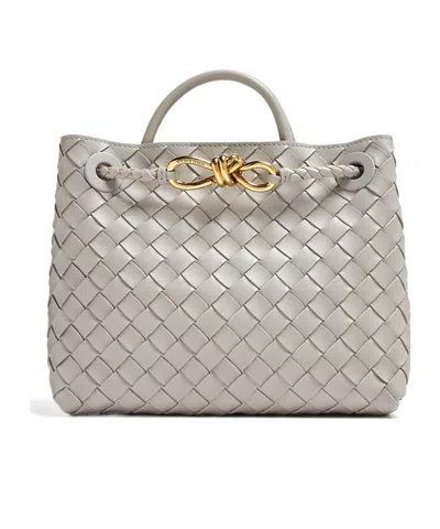 Bottega Veneta Andiamo Intrecciato Small Leather Tote Bag In Grey