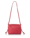 Bottega Veneta Small Loop Camera Intrecciato Leather Crossbody Bag In Cranberry/silver