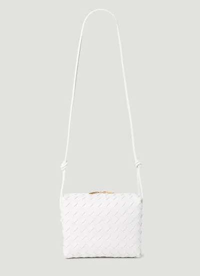 Bottega Veneta Loop Small Intrecciato Napa Shoulder Bag In White