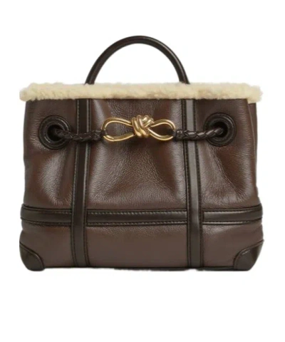 Bottega Veneta Small Magnetic Buckle Shoulder Bag In Brown