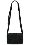 Bottega Veneta Tech Crossbody Bag W/ Contrast Lining In Black & Parakeet