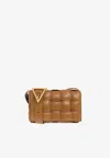 Bottega Veneta Mini Padded Cassette Intrecciato Leather Crossbody Bag In Camel