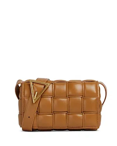 Bottega Veneta Small Padded Cassette Intreccio Leather Shoulder Bag In Camel/gold