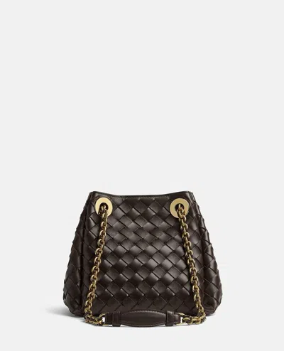 Bottega Veneta Black Intrecciato Leather Two-way Handbag In Brown