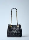Bottega Veneta Black Intrecciato Leather Two-way Handbag In Brown