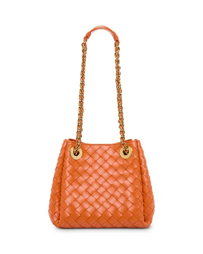 Bottega Veneta Small Parachute Intrecciato Leather Shoulder Bag In Orange