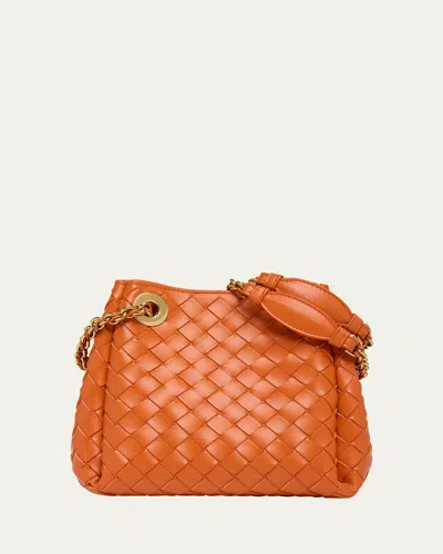 Bottega Veneta Small Parachute Leather Shoulder Bag In Burned Orange/brass