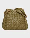 Bottega Veneta Small Parachute Leather Shoulder Bag In Burgundy