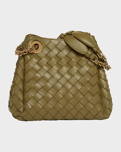 Bottega Veneta Small Parachute Leather Shoulder Bag In Burgundy