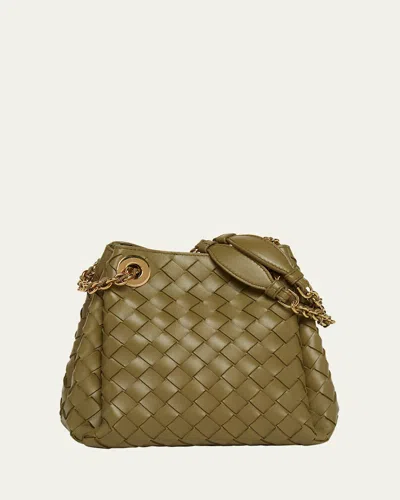 Bottega Veneta Small Parachute Leather Shoulder Bag In Algae