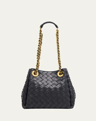 Bottega Veneta Small Parachute Leather Shoulder Bag In Black