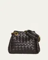 Bottega Veneta Black Intrecciato Leather Two-way Handbag In Fondant