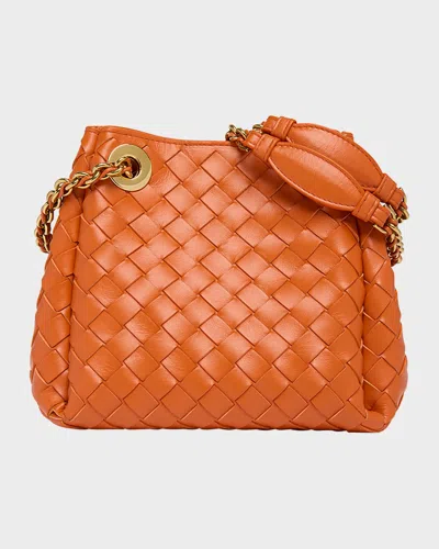 Bottega Veneta Small Parachute Leather Shoulder Bag In Orange