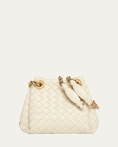 Bottega Veneta Small Parachute Leather Shoulder Bag In Sea Salt