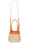 Bottega Veneta Small Parachute Raffia Bag In Natural  Burned Orange  & Muse Brass