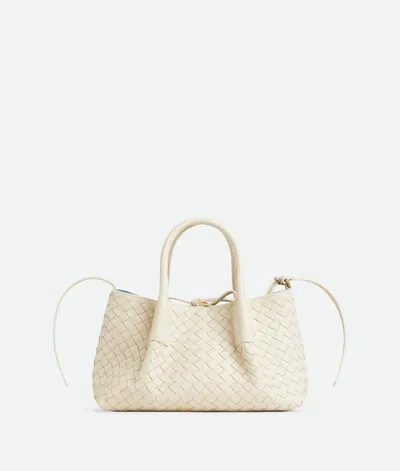 Bottega Veneta Small Leather Intrecciato Pinacoteca Tote Bag In White