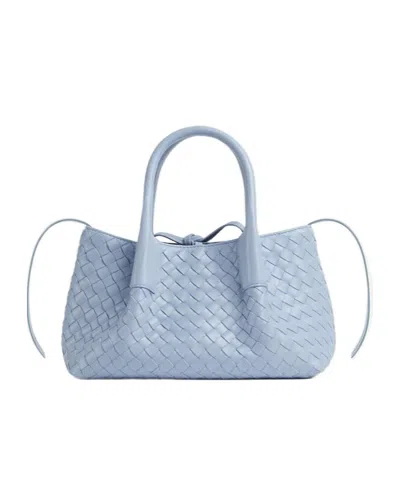 Bottega Veneta Small Leather Intrecciato Pinacoteca Tote Bag In Sky Blue