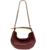 Bottega Veneta Small Sardine Intrecciato Leather Top Handle Bag In Barolo/ Brass