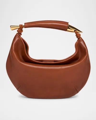 Bottega Veneta Small Sardine Leather Top-handle Bag In Light Wood