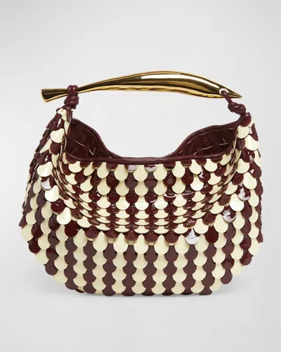 Bottega Veneta Small Sardine Patent Leather Shoulder Bag In Barolo-camo