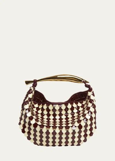 Bottega Veneta Small Sardine Patent Leather Shoulder Bag In Barolo-camo