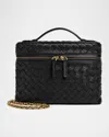 Bottega Veneta Small Soft Vanity Intrecciato Leather Crossbody Bag In Black