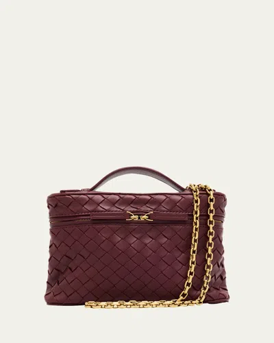 Bottega Veneta Small Soft Vanity Intrecciato Leather Crossbody Bag In Burgundy