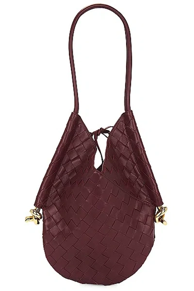 Bottega Veneta Burgundy Small Solstice Shoulder Bag In Cherry & Muse Brass