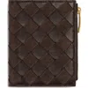 Bottega Veneta Intrecciato Small Bi-fold Wallet In Brown