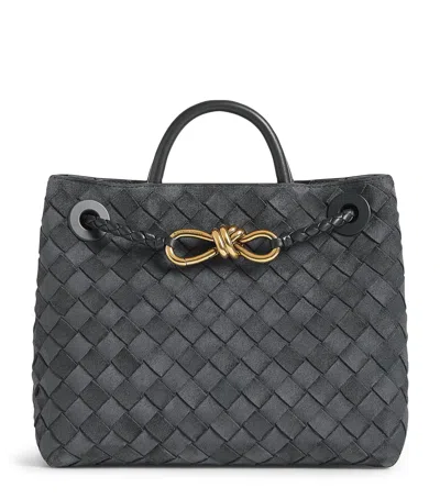 Bottega Veneta Small Suede Andiamo Shoulder Bag In Black