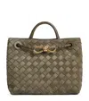Bottega Veneta Andiamo Intrecciato Small Suede Tote Bag In Green