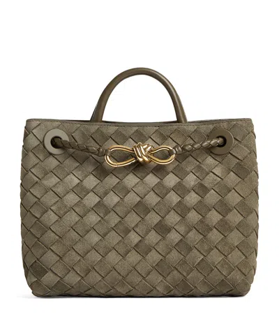 Bottega Veneta Andiamo Intrecciato Small Suede Tote Bag In Pinecone