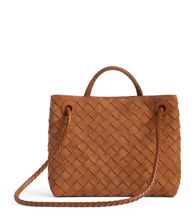Bottega Veneta Small Suede Andiamo Top-handle Bag In Brown