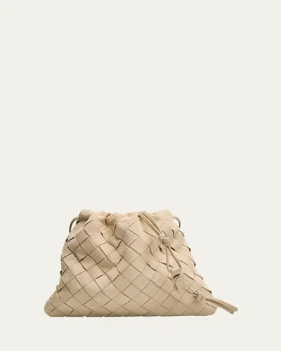 Bottega Veneta Small Suede Pouch Bag In Ecru