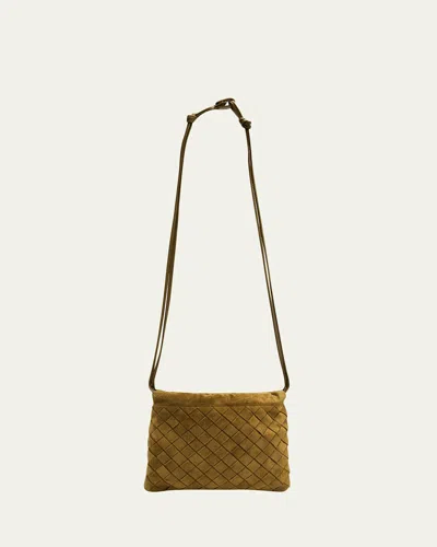 Bottega Veneta Small Suede Pouch Bag In Moss
