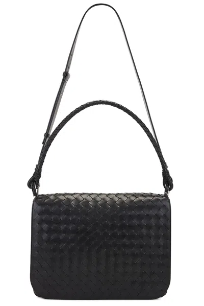 Bottega Veneta Small Swing Intrecciato Avenue In Black & Vintage Silver